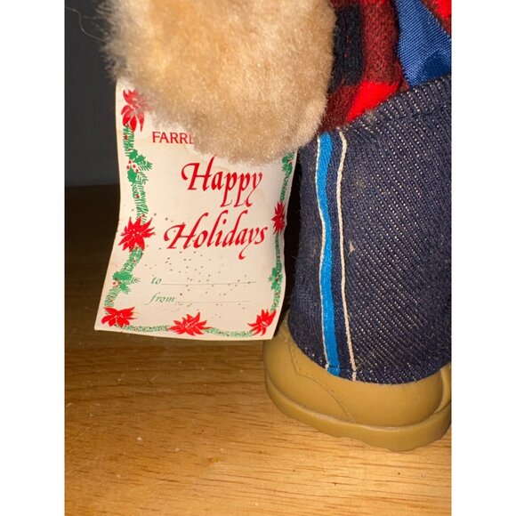 Wendys 1986 Furskins Dudley Plush Bear Toy In Cowboy Outfit With Jeans & Bow Tie - Picture 7 of 7